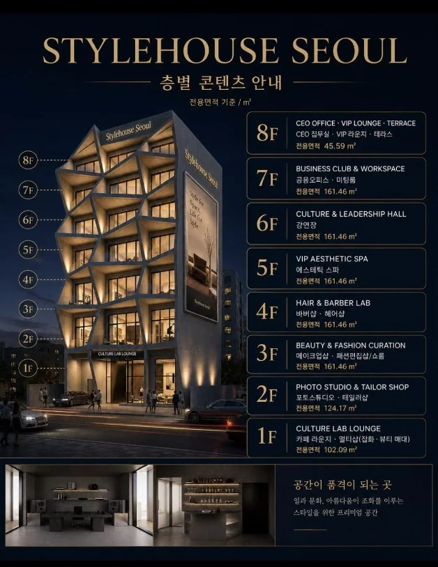 스타일하우스서울 건물 콘셉트와 층별 콘텐츠 안내 원본
